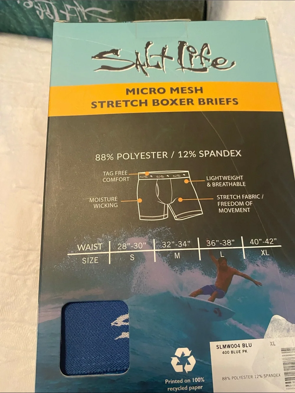Salt Life Men's Blue Striped Dolphin Micro Mesh Boxer Briefs